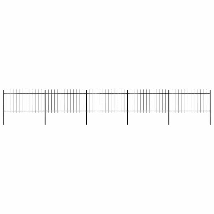 Garden Fence with Spear Top Steel 8.5x1 m Black
