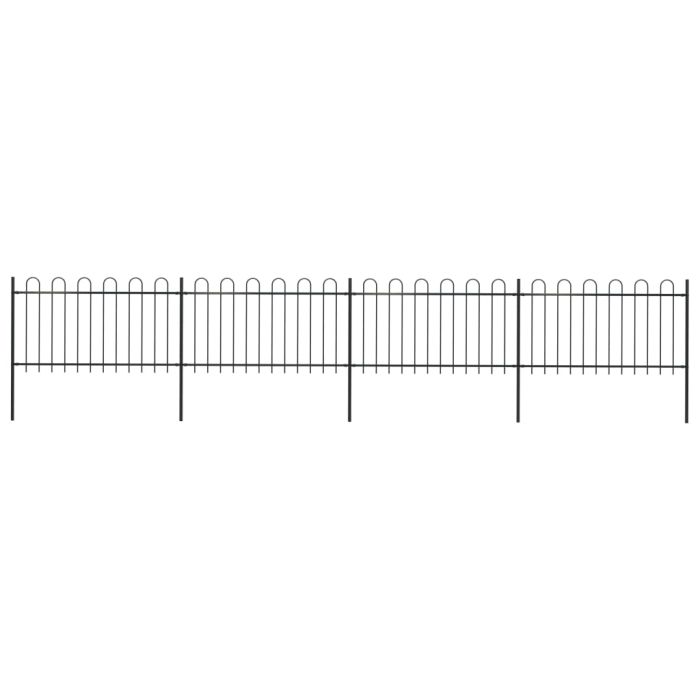 Garden Fence with Hoop Top Steel 6.8x1 m Black