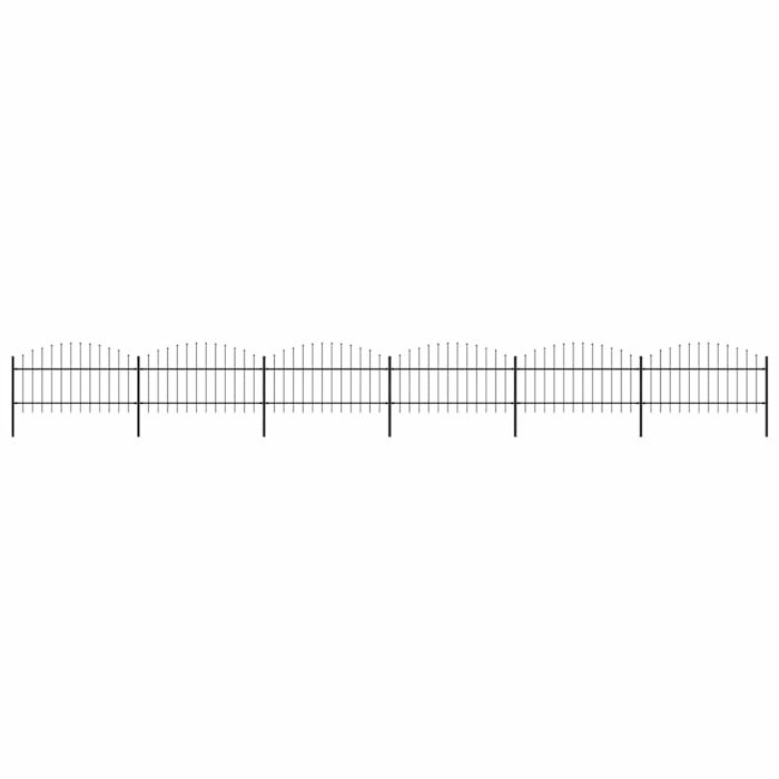 Garden Fence with Spear Top Steel 1-1.25x10.2 m Black