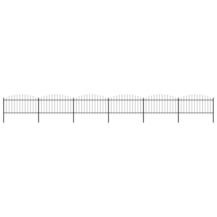 Garden Fence with Spear Top Steel 1.25-1.5x10.2 m Black