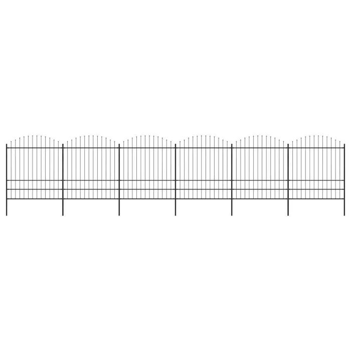 Garden Fence with Spear Top Steel 1.75-2x10.2 m Black