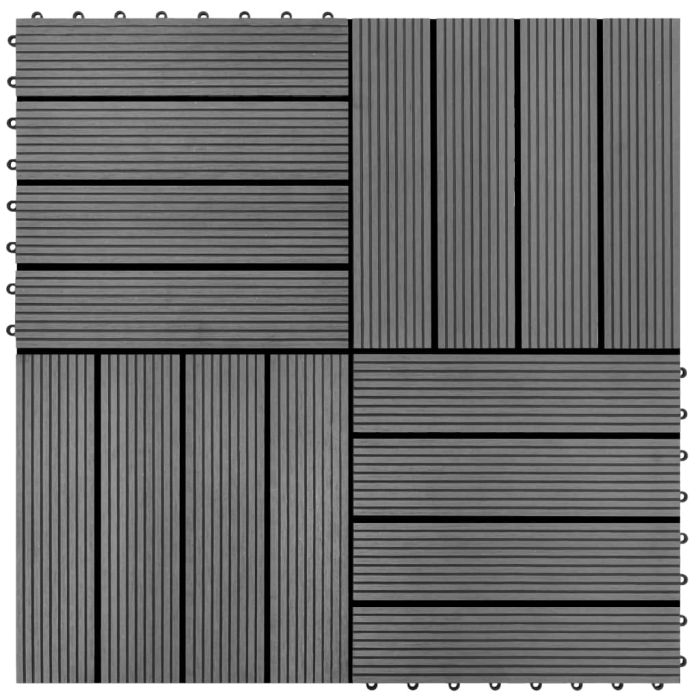 22 Pcs Decking Tiles 30x30cm 2 sqm WPC Teak Colour