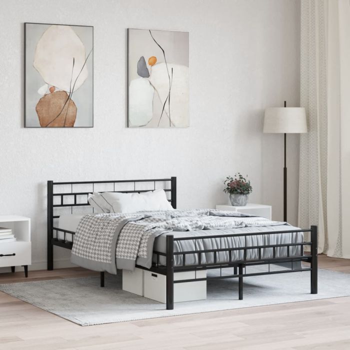 Bed Frame Black Steel 140x200 cm