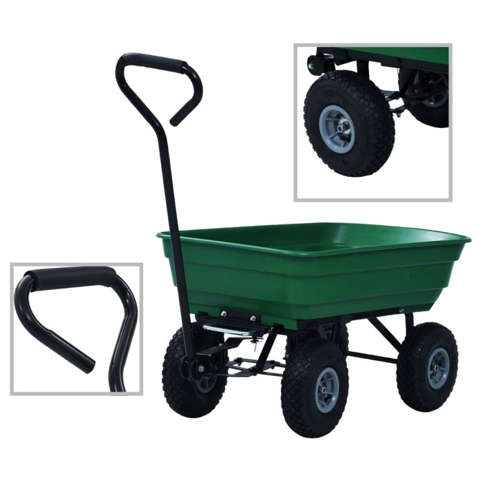 HOCOUR Garden Tipping Hand Cart 300 kg 75L - Green
