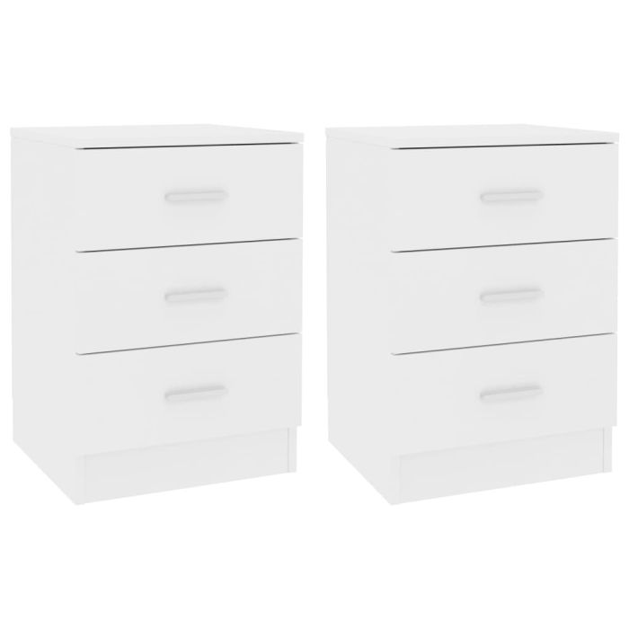 Bedside Cabinets 2 pcs White 38x35x56cm Engineered Wood