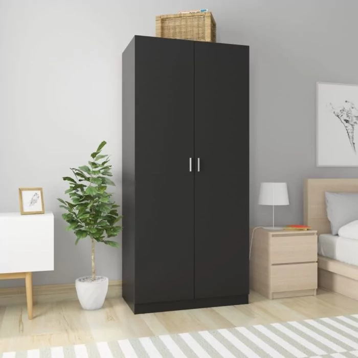 Wardrobe Black 90x52x200cm Engineered Wood
