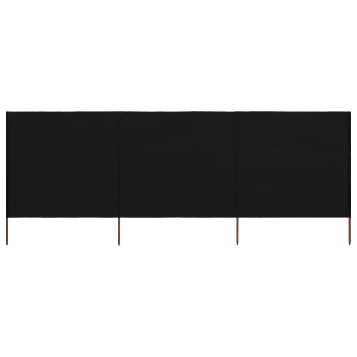 3-panel Wind Screen Fabric 400x120 cm Black