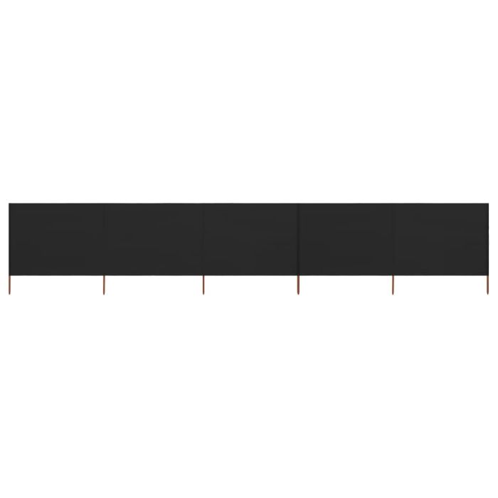 5-panel Wind Screen Fabric 600x160 cm Black