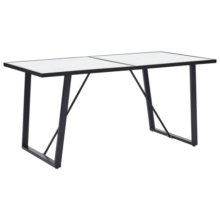 Dining Table White 160x80x75 cm Tempered Glass
