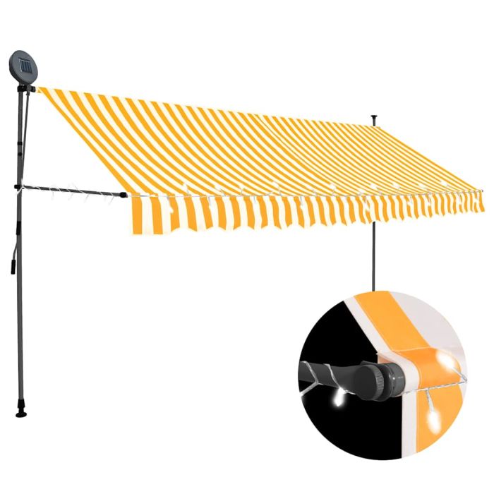 ASLRIDG Manual Retractable Awning with LED 400 cm White and - Orange