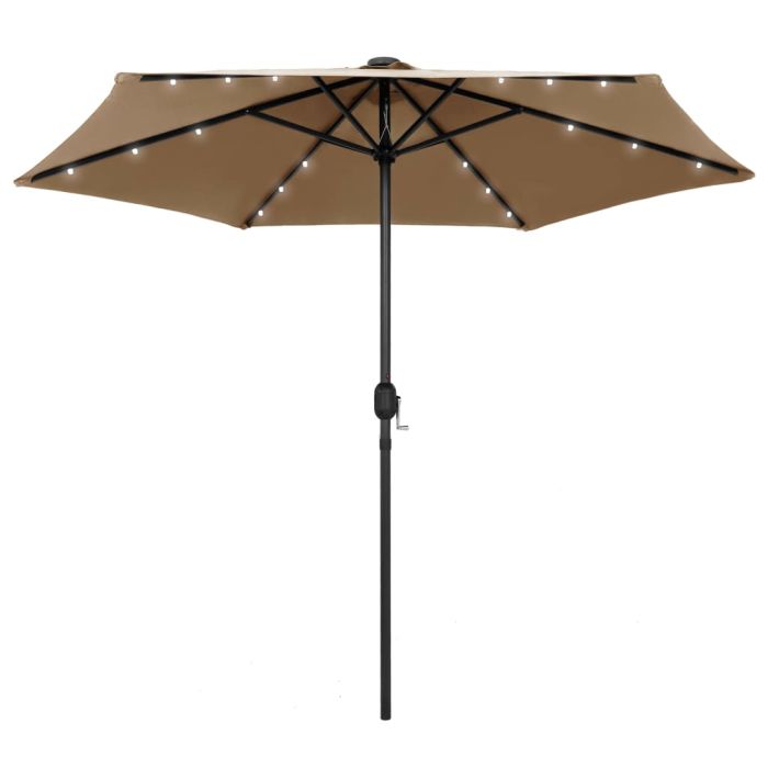 Parasol with LED Lights and Aluminium Pole 270 cm Taupe