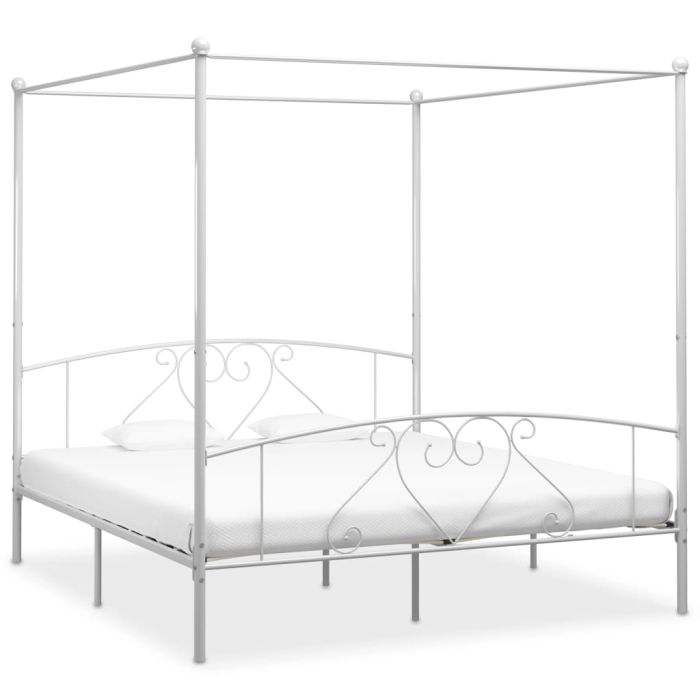 Canopy Bed Frame White Metal 6FT Super King