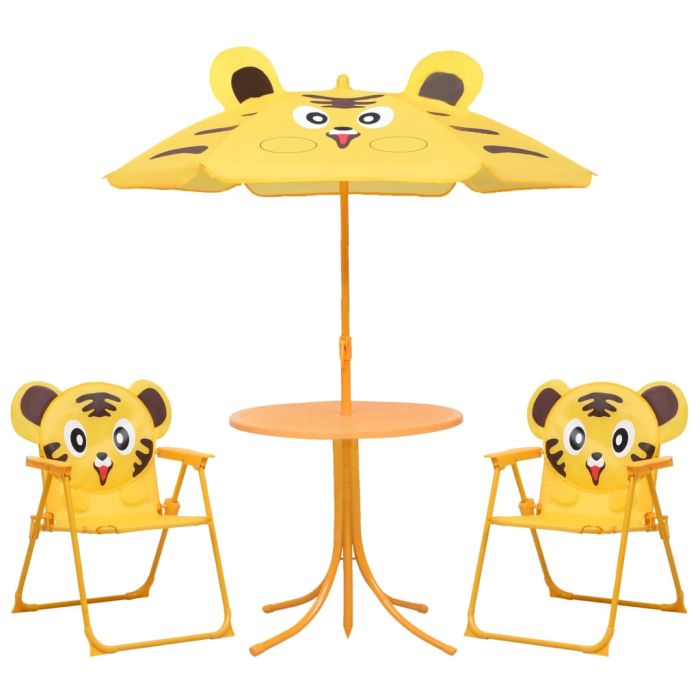 3 Piece Kids' Garden Bistro Set with Parasol Yellow