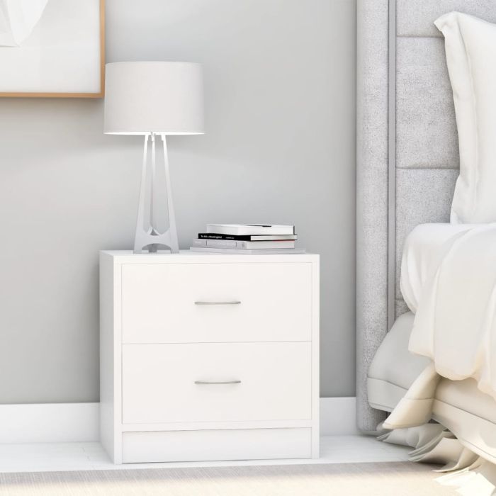 Bed Cabinets with Solid Wood Legs 2 pcs White 40x30x50cm - Xilin
