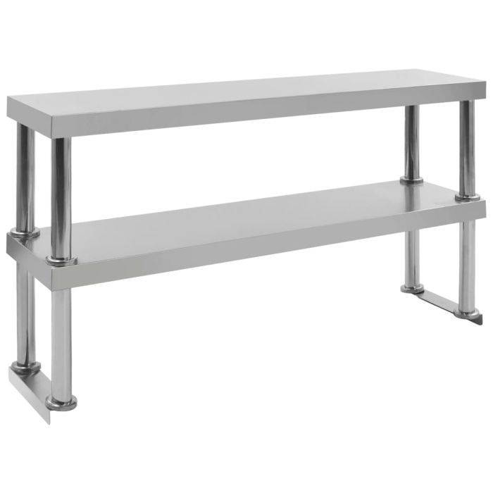 2-Tier Work Table Overshelf 120x30x65 cm Stainless Steel