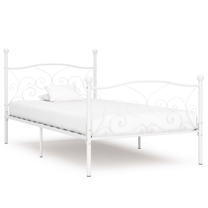 Bed Frame with Slatted Base White Metal 90x200 cm