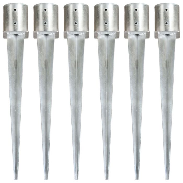 Ground Spikes 6 pcs Silver 12x91 cm Galvanised Steel