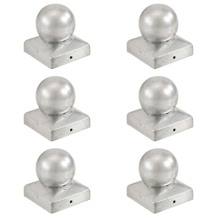 Post Caps 6 pcs Globe Final Galvanised Metal 71x71 mm
