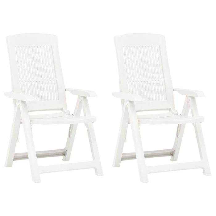Garden Reclining Chairs 2 pcs Plastic White