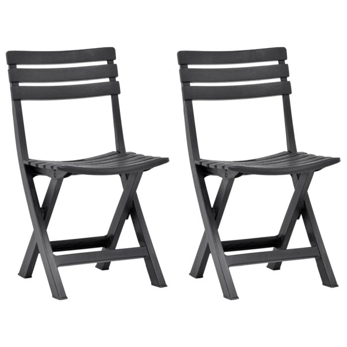Folding Garden Chairs 2 pcs Plastic Anthracite