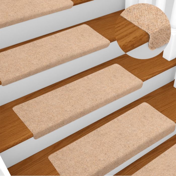 Stair Mats 15 Pcs Needle Punch 65x21x4cm Brown