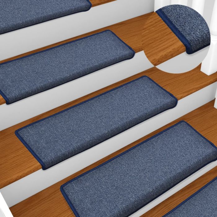 Carpet Stair Treads 15 pcs 65x25 cm Blue