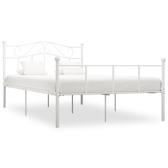Bed Frame White Metal 140x200 cm