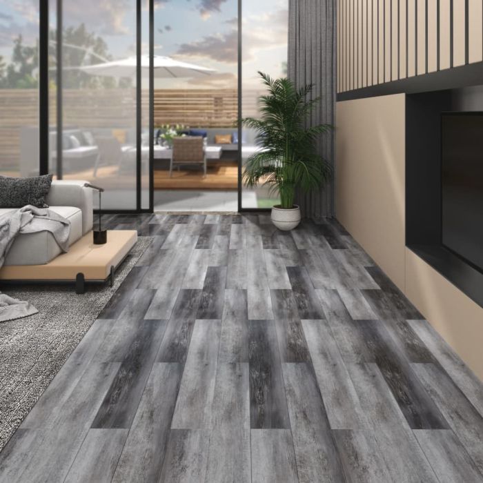 PVC Flooring Planks 5.02 sqm 2mm Self-adhesive Shiny Grey