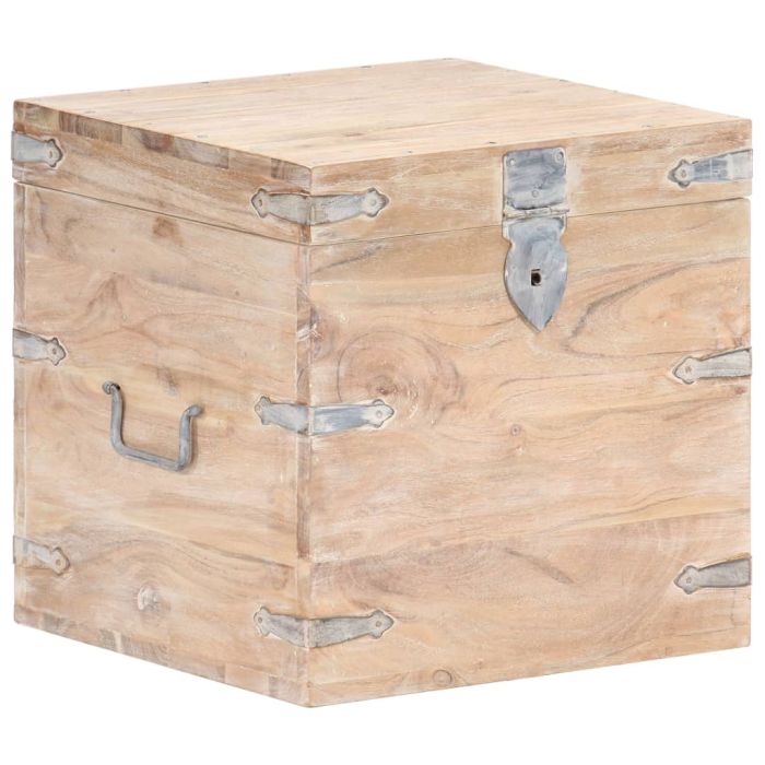 Chest 40x40x40cm Solid Acacia Wood Whitish Oak - Baoli