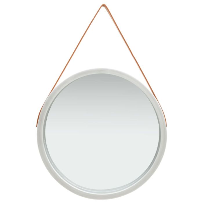 Wall Mirror with Strap 60 cm Silver