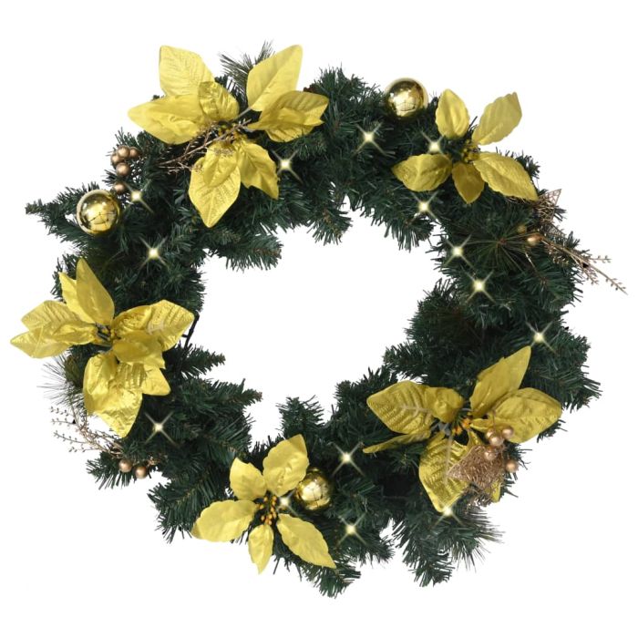 Chena Christmas Wreath with LED Lights Green 60cm PVC