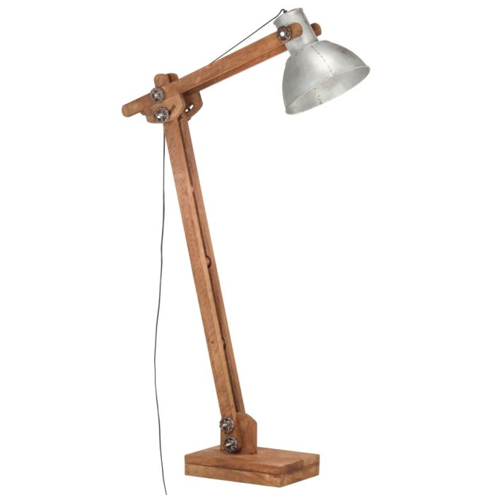 Floor Lamp Silver Solid Mango Wood E27