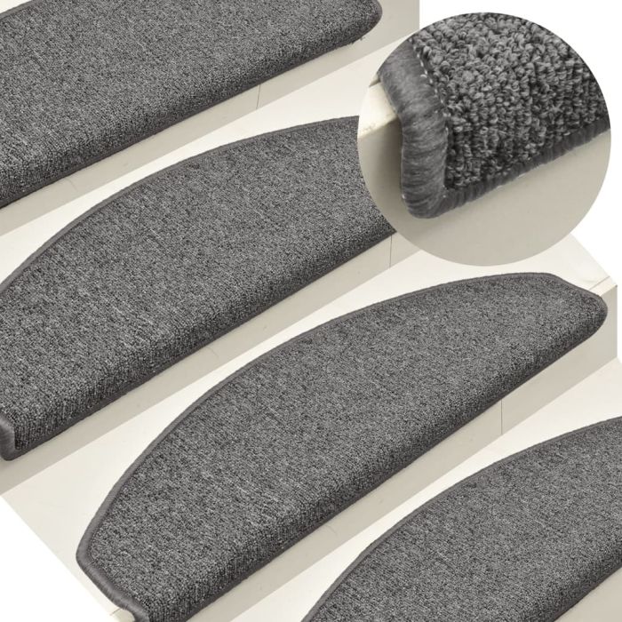 Carpet Stair Treads 15 pcs Dark Grey 65x24x4 cm