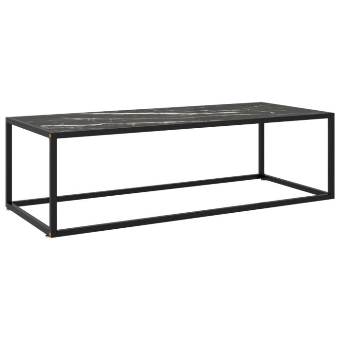 Coffee Table Black with Black Marble Glass 120x50x35 cm
