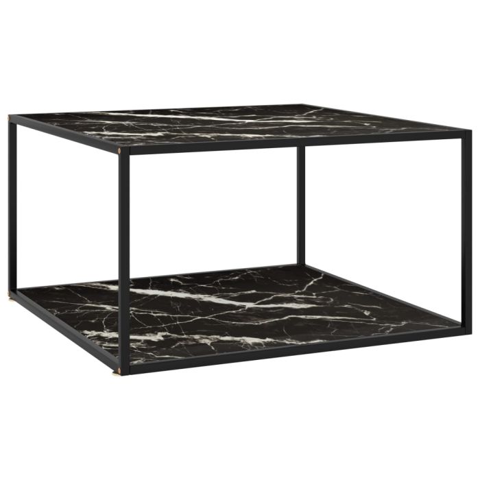 322914 Coffee Table Black with Black Marble Glass 90x90x50cm