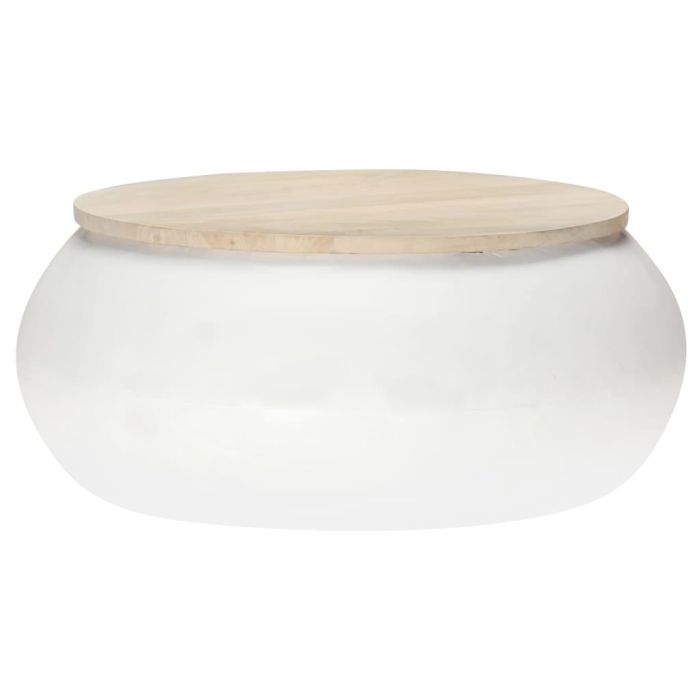 Coffee Table White 68x68x30 cm Solid Mango Wood