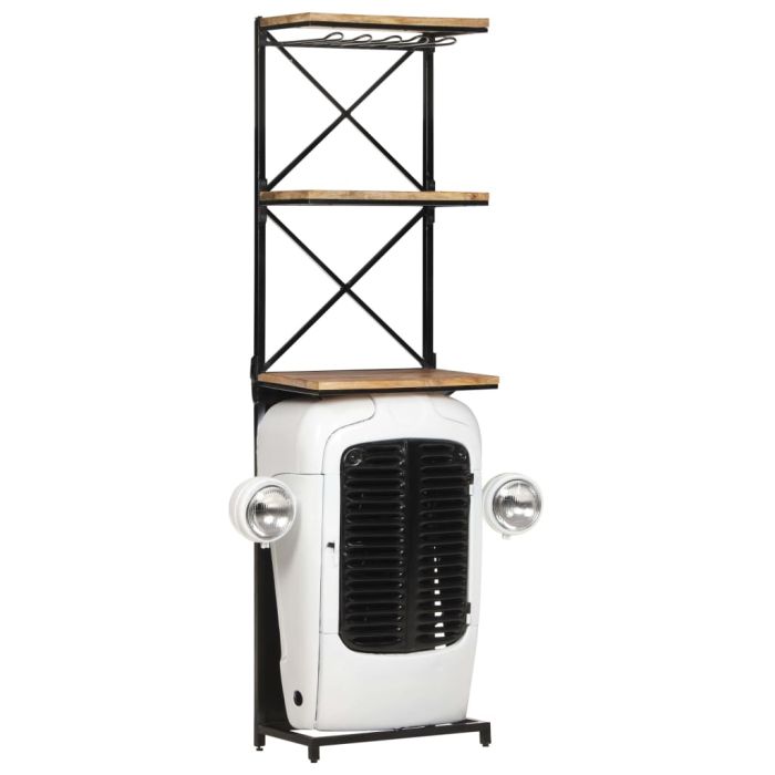 Tractor Wine Cabinet White 49x31x172 cm Rough Mango Wood