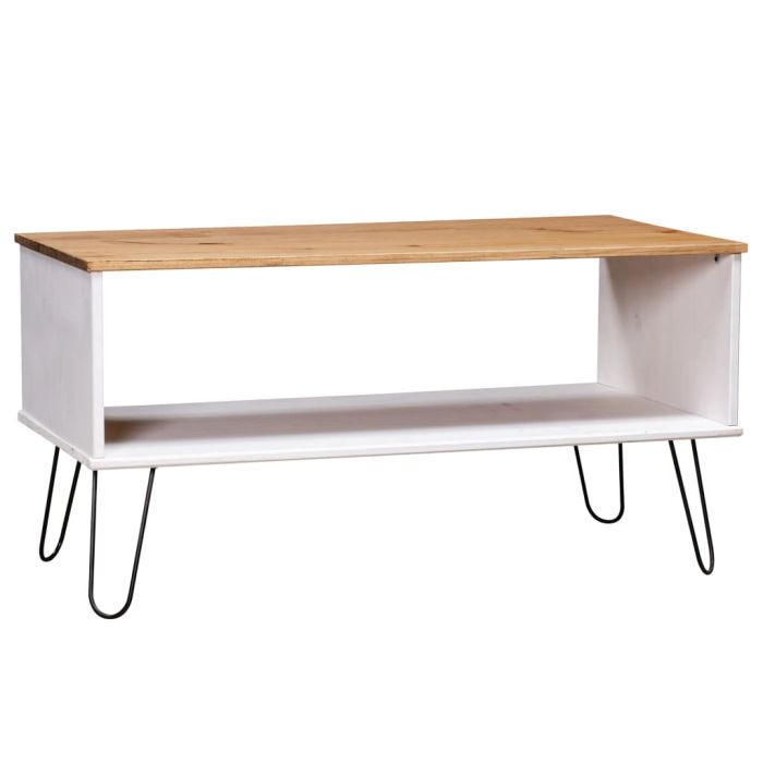 Coffee Table New York White and Light Wood Solid Pine Wood