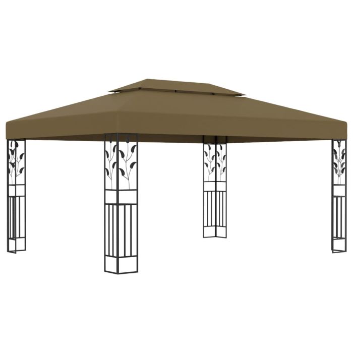 Gazebo with Double Roof 3x4 m Taupe 180 g/m2