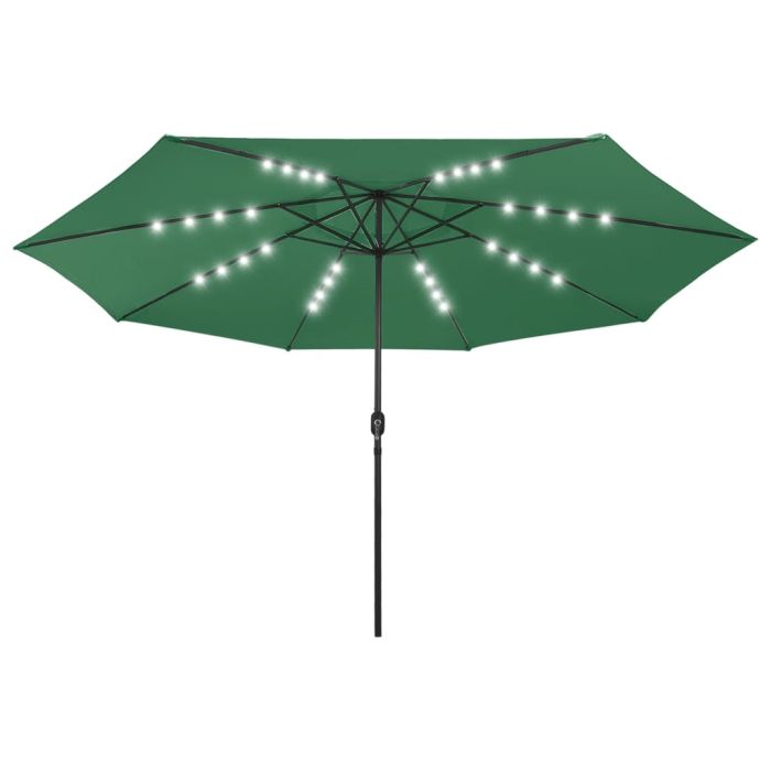 Outdoor Parasol with LED Lights and Metal Pole 400cm Green