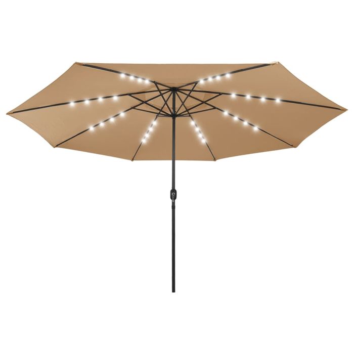 Outdoor Parasol with LED Lights and Metal Pole 400cm Taupe