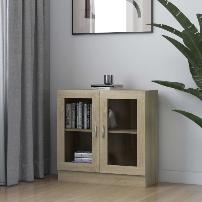 Vitrine Cabinet Sonoma Oak 82.5x30.5x80 cm Engineered Wood
