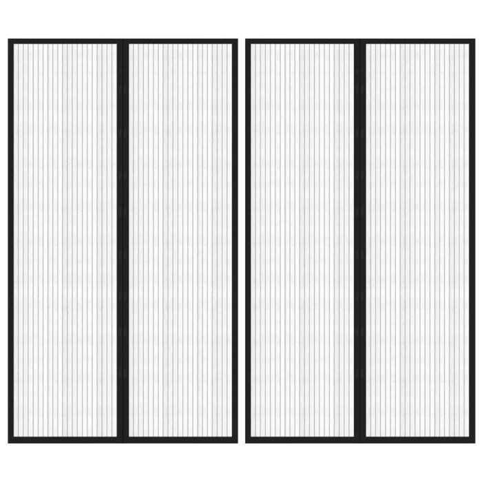 Insect Door Curtains 2 Pcs with Magnet Blocks Black 200x80cm