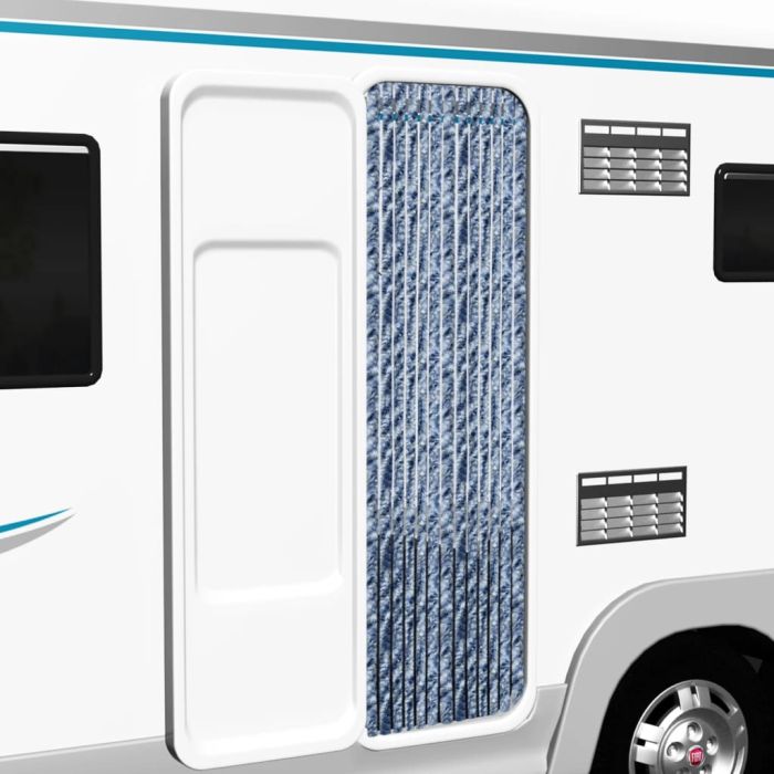 Insect Curtain Blue and White 120x220 cm Chenille