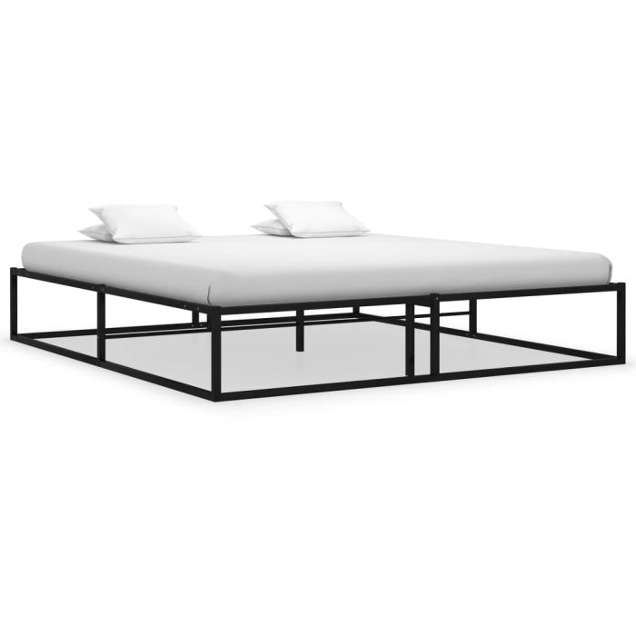Bed Frame Black Metal 180x200 cm Super King