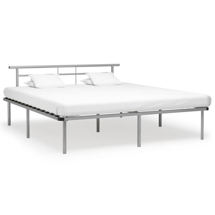 Bed Frame Grey Metal 200x200 cm