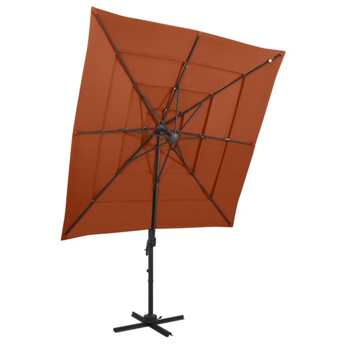 4-Tier Parasol with Aluminium Pole Terracotta 250x250 cm