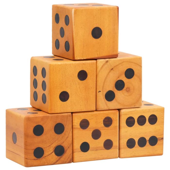 Giant Yard Dice Set 6 pcs Solid Pinewood