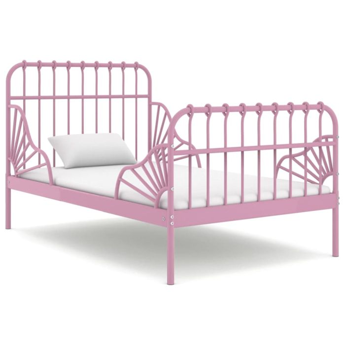 Extendable Bed Frame Pink Metal 80x130/200 cm