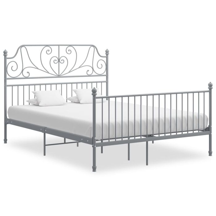 Bed Frame Grey Metal 140x200 cm